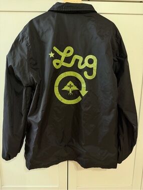 LRG Lifted Research Group Windbreaker Men's Coach Jacket Snap Buttons Black L